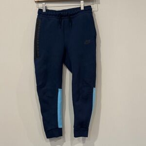 Nike Kids Tech Fleece Blue Joggers with Light Blue Accents